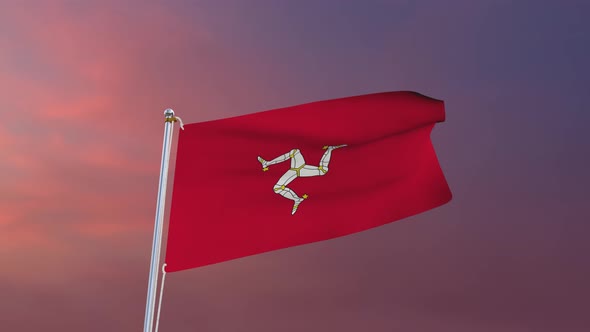 Flag Of Isle Of Man Waving 4k