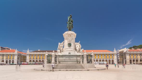 Commerce Square in Lisbon Timelapse Hyperlapse Portugal