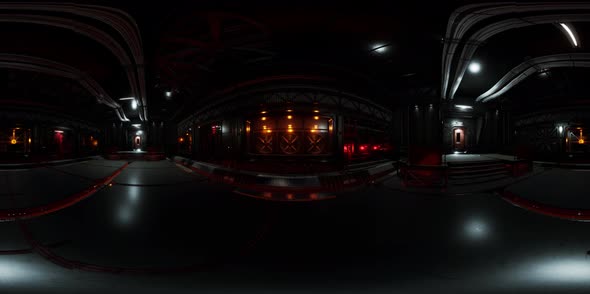 VR360 Futuristic Dark Data Center with Metal and Lights alt