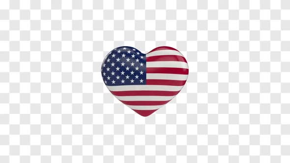 American Flag / USA Flag on a Rotating 3D Heart