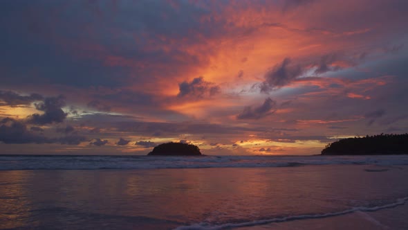 Beautiful Sunset In Channel Between Islands