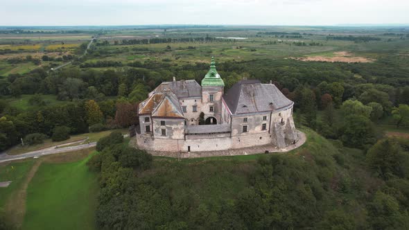 Aerial View of the Ancient Olesko Castle Near Lviv Ukraine