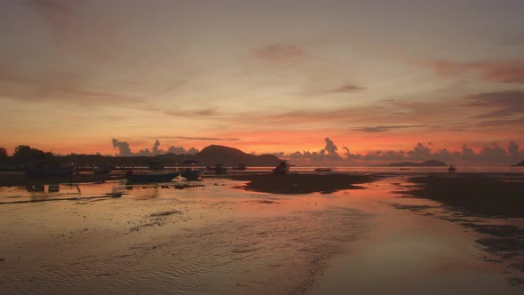 Red Sky Cover The Ocean At Rawai Beach Phuket.