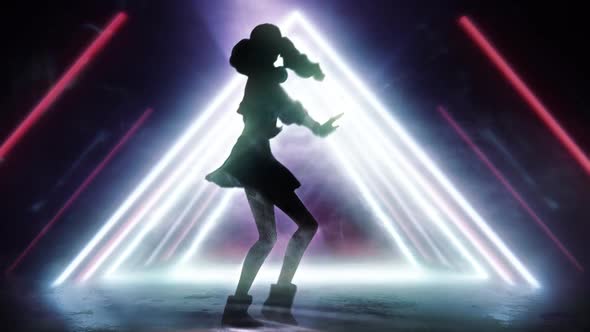 Silhouette K Pop Dancer In Lighting Stage 3D Animation