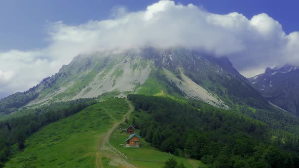 Small Houses at Mountain with Contryside Roads in Komovi Montenegro