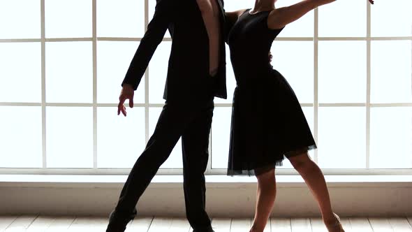 Couple of Dancers in Ballet Position in Studio