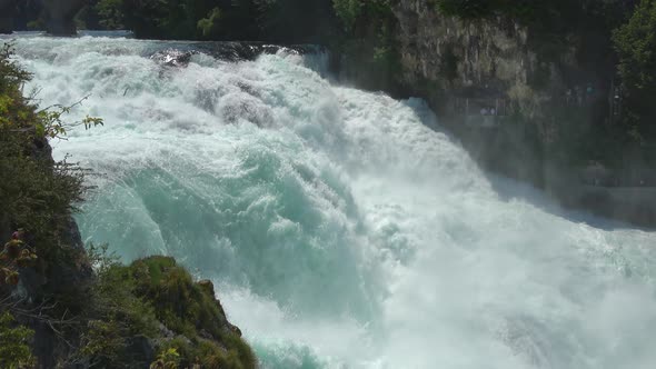 View waterfall the Rhine Falls (Rheinfalls) in Schaffhausen, Switzerland