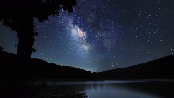 4k Timelapse, Space with Stars, Planets, Milky Way Center. Nature Landscape at Night