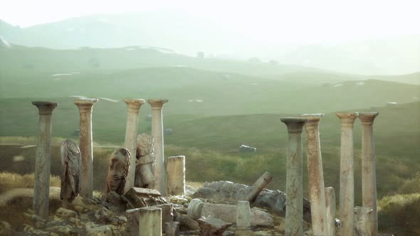 Old Roman Temple Ruins at Sunset