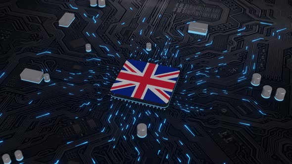 United Kingdom Flag on the Operating Chipset circuit board
