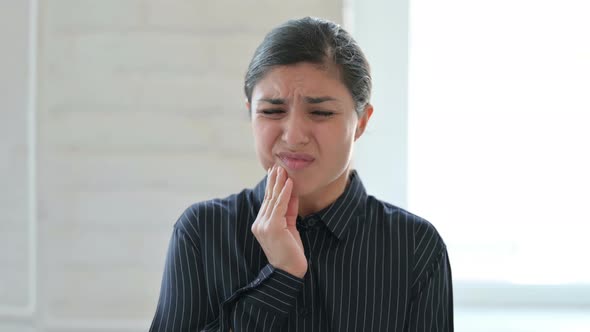 Sad Young Indian Woman Having Toothache