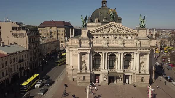 Opera and Ballet Theatre and View of the Historic Center of Lviv, Ukraine