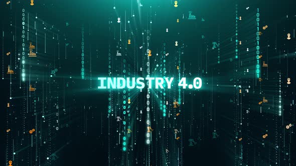 Industry 4.0 Matrix Binary Digital Background Animation