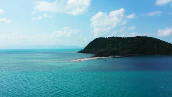 Aerial drone view scenery of paradise sea view beach trip by aqua blue sea with white sandy backgrou