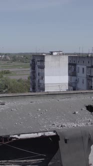 Vertical Video of a House Destroyed By the War in Ukraine