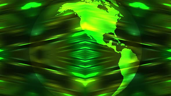Animated Green Color Earth Map Globe Spinning Background Animation