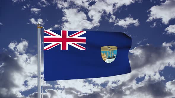 Saint Helena, Ascension And Tristan Da Cunha Flag Waving 4k