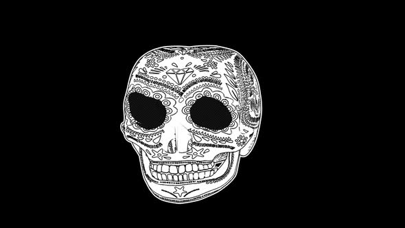 Cartoon kelly mexican skull with alpha