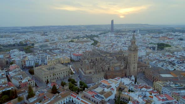 Seville City From the Air and Cathedral