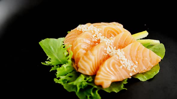 Sashimi served on plate