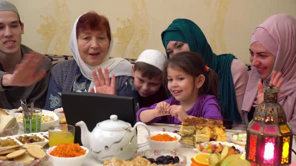 Ramadan Online Celebration Muslim Family at the Table