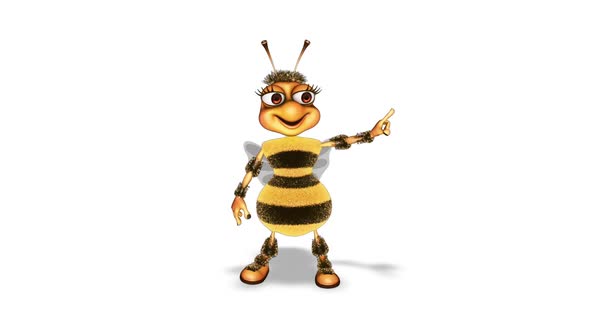 Cartoon Bee Dance  Looped on White Background