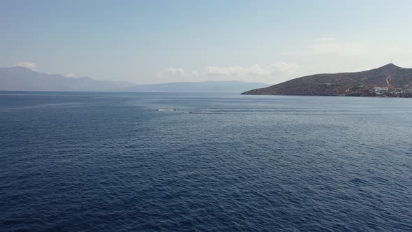 Aerial View of Boats in the Mediterranean Sea, Crete, Greece