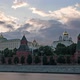 Sunset Clouds above Grand Kremlin Palace, and Churches of Moscow Kremlin. View from Moscow river. - VideoHive Item for Sale