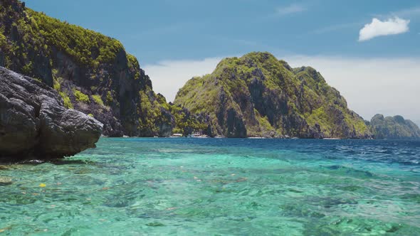 Rippled Ocean Water Near Tapiutan Strait on Island Tour in El Nido, Palawan, Philippines. Bacuit