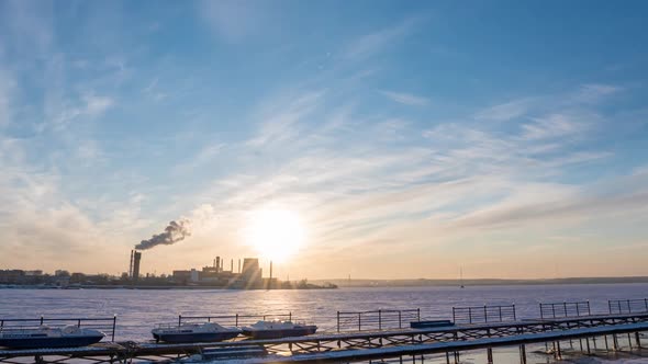 Beautiful Winter Sunset in the City Time Lapse  Video