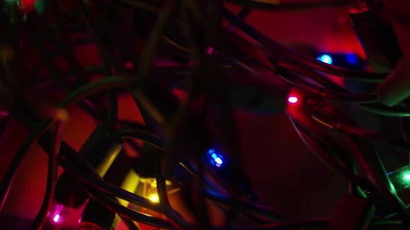 Cinematic, Rotating Shot of ornamental Christmas lights 