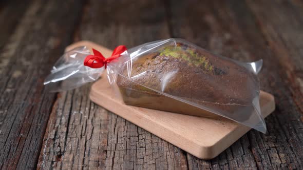 Stollen Christmas Bread Made of Spirulina and Pistachios Sugarfree Dietary for the Holidays