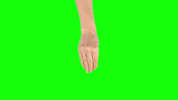 Female Hand Is Performing 5x Pinch at Tablet Screen Gesture on Green Screen. Close Up