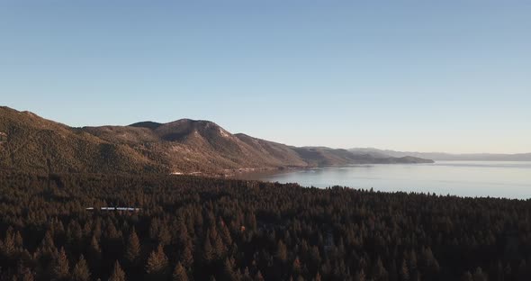 Sunset Drone Flight At Lake Tahoe