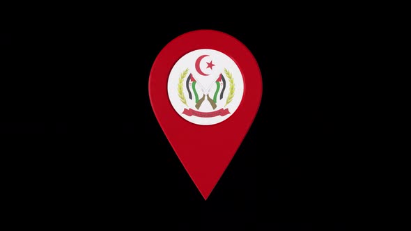 3D Rotating Pin Icon Animation With Sahrawi Arab Democratic Republic  Coat Of Arms  Alpha Channel 2K