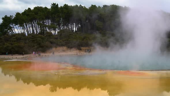 Thermal lake Champagne Pool at Wai-O-Tapu near Rotorua, New Zealand