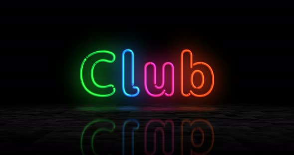 Club symbol glowing neon 3d lights