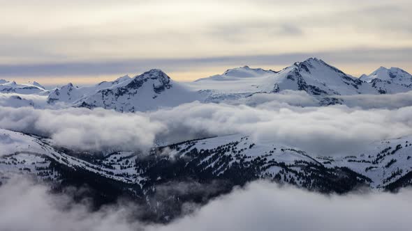 Beautiful Time Lapse View of Whistler Mountain and Canadian Nature Landscape