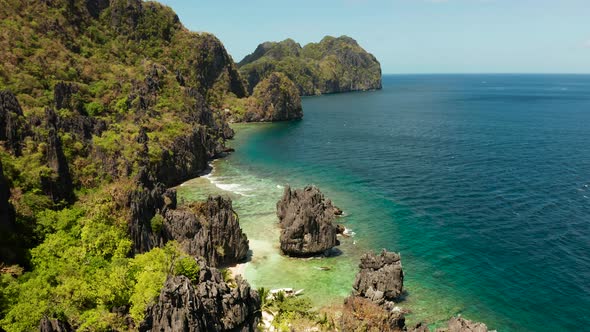 Tropical Seawater Lagoon and Beach Philippines El Nido