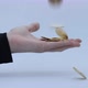 Crypto's Cryptocoins Bitcoin or BTCbeing Dropped in a Man's Hand Depicting Earning or Paying with - VideoHive Item for Sale