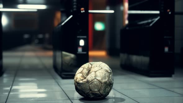 Old Soccer Ball in Empty Subway