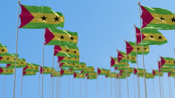 Sao Tome And Principe Row Of National flags Walk Throw Animation