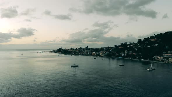 Resort Bay with Yachts in Cloudy Weather