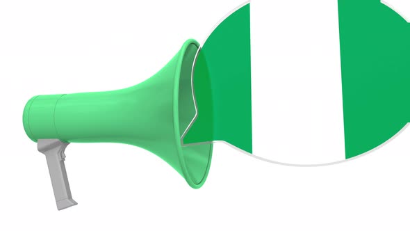 Megaphone and Flag of Nigeria on the Speech Balloon