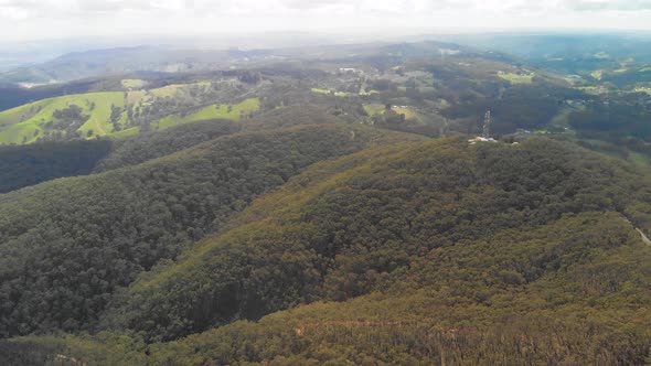 Adelaide Countryside Aerial Panorama From Mount Lofty Conservation Park Australia From Drone