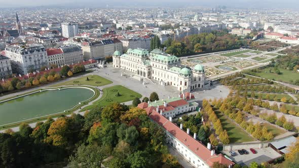 Drone Flight Around Belvedere Palace In Vienna