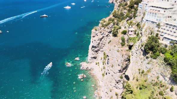 Amazing Aerial View of Beautiful Amalfi Coast in Summer Season Italy