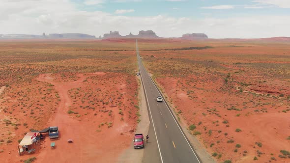 Road to the Monument Valley Aerial View From Drone