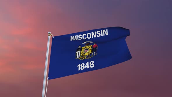 Flag Of Wisconsin Waving 4k