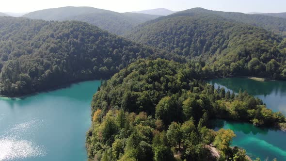 Aerial shot of Plitvice Lakes National Park (Plitvicka jezera) in Croatia,Europe